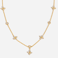 Collier superposé en or 18 carats plaqué or avec fleurs en CZ, élégante chaîne en strass, bijoux pour femmes, à porter au quotidien, vente en gros