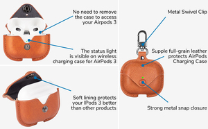 Étui en cuir PU pour <span class=keywords><strong>AirPods</strong></span> avec lumière LED et porte-clés Chargement sans fil Compatible pour Apple pour <span class=keywords><strong>AirPods</strong></span> 2 et pour <span class=keywords><strong>AirPods</strong></span> 1 - Product Image 4
