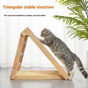 Planche à gratter durable en sisal sans perte Triangle debout en bois massif grande planche à griffes de chat cadre d'escalade protéger canapé - Product Image 4