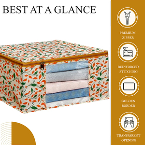 Housse de Saree de Travail Orange Patti Saree pour Femmes Prix de Gros Sac de Rangement Saree Transparent de Haute Qualité - Product Image 5