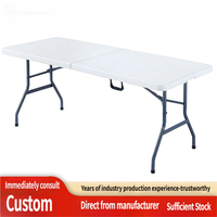 Tables pliantes rectangulaires d'extérieur 6ft 8ft 5ft en HDPE, tables de réception pliables, tables de camping portables en plastique pour la location