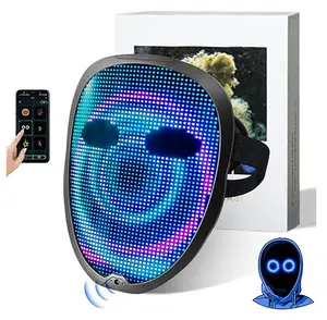 코스프레 앱 LED 마스크 블루투스 할로윈 파티 마스크사실적인 LED 얼굴 변형 마스크