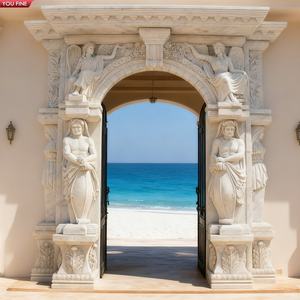 Arche d'entrée sculptée en marbre beige YOUFINE avec statues <span class=keywords><strong>de</strong></span> Caryatides, <span class=keywords><strong>portail</strong></span> décoratif <span class=keywords><strong>de</strong></span> luxe pour villa et propriété - Product Image 5