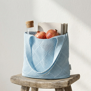 Sac fourre-tout tricoté avec étiquette tissée personnalisée pour marques à <span class=keywords><strong>marque</strong></span> privée, avec marquage intérieur et solutions d'emballage tout-en-un - Product Image 2