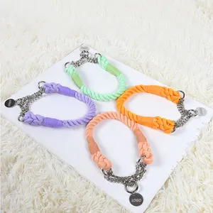 Conjunto de Collar y correa de algodón para mascotas, Correa colorida y a la moda para perros travieso - Product Image 1