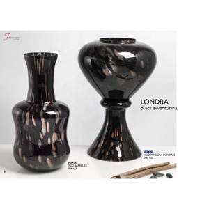 Tammaro Home Flower <b>Vase</b> in High Quality Italian Glass in Black Glitter with Base Home Decoration Handcrafted Product - Product Image 2