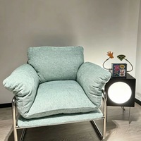 Fauteuil individuel vintage Bauhaus en lin avec structure métallique, chaise d'appoint minimaliste de luxe pour salon, hôtel, mobilier de négociation