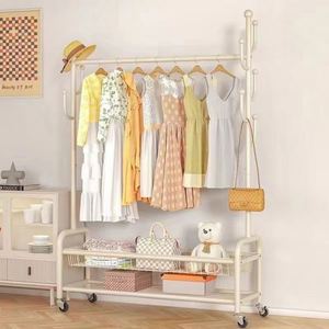 Porte-vêtements en métal doré <span class=keywords><strong>sur</strong></span> roulettes avec étagère pour enfants - Product Image 5