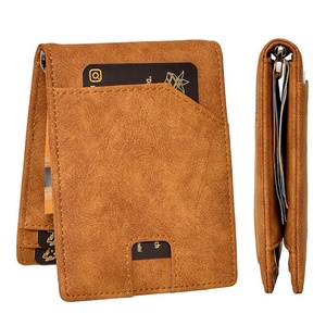 Custom RFID Blocking Money Clip Wallet Minimalist Front Pocket Leather Wallet for Men - Product Image 1