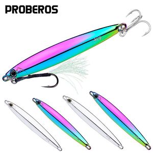 Señuelo largo de aleación de zinc chapado para pesca de atún y lubina, de lanzamiento largo y recuperación rápida, con acabado espejo, para río con rayas blancas. - Product Image 1