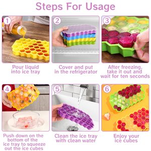 Moule à glaçons en silicone antiadhésif sans BPA, 37 cavités, forme hexagonale, moule à glaçons nid d'abeille, forme en silicone - Product Image 5