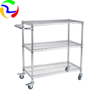Vente en gros d'étagères multicouches en treillis métallique Supports de cuisine Étagère de rangement Chariot à main d'entrepôt Étagère en treillis métallique chromé
