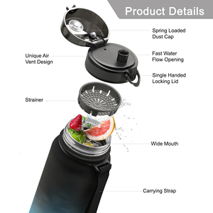350ml/12oz chai nước bằng nhựa BPA-free motivational thể thao Chai Nước thời gian đánh dấu miệng rộng leakproof, dòng chảy nhanh công nghệ - Product Image 3