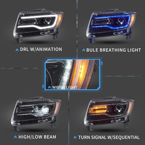 Phares LED VLAND 35W 12V pour Grand Cherokee WK2 4ème Génération 2011-2013, Animation Dynamique, Feux de Jour Bleus, Clignotants Séquentiels 12V - Product Image 3
