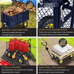 Chariot de transport multi-usage avec couvercle imperméable amovible, capacité de charge de 550 kg, chariot de jardinage, chariot de travail de jardin - Product Image 6