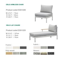 Ensemble de canapés en aluminium et corde en forme de L, style moderne et luxueux, pour terrasse, hôtel et cour, par Express Garden