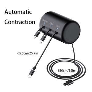 Stazione di Ricarica Retrattile 3 in 1 per Sedile Posteriore <span class=keywords><strong>Auto</strong></span>, Dock di Ricarica Rapida per Passeggeri di Taxi e Automobili - Product Image 3