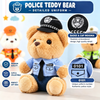 Peluche douce de 4 pouces, ours en peluche policier ou animal en peluche pompier, avec uniforme, porte-clés, pour prix de machine d'arcade de centre commercial et usine