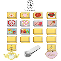 Ensemble de bracelets italiens pour la Saint-Valentin, en acier inoxydable, bijoux modulaires DIY, cadeau fait main, or rose, accessoires pour filles