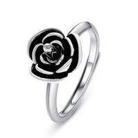 Bague de fiançailles tactique en cuivre pour femme, motif rose sombre, avec pointe rotative, bijou de défense personnelle pour la protection et la sécurité