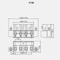 Bloc de bornes Wanjie / Bloc de bornes pour carte de circuit imprimé / Connecteur de borne femelle enfichable pas de 7,5 / 7,62 mm