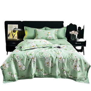 Wholesale 4-Piece Pastoral Style Woven Polyester/Cotton 300tc Plant Printed Eco-Friendly Fade Resistant All-Season <b>Bedding</b> <b>Set</b> - Product Image 3
