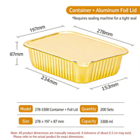 Barquette rectangulaire en aluminium, 3300 ml, pour plats grillés BBQ à emporter, qualité alimentaire, couleur dorée striée, vente en gros, OEM personnalisé