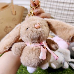 Portachiavi Peluche Coniglio con Sciarpa Stile Rurale 13CM, Ciondolo per Zaino, Souvenir, Regalo di Compleanno, Promozione, Regalo di Pasqua - Product Image 3