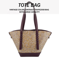 Sac fourre-tout trapézoïdal en cuir écologique OUVERIE avec fermeture éclair, sangle tressée, positionnement GPS, grande capacité, pour femme