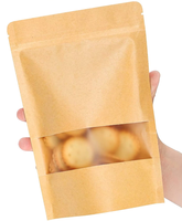 Sac en papier kraft autoportant en gros avec fenêtre transparente pour l'affichage de biscuits artisanaux et de produits de boulangerie