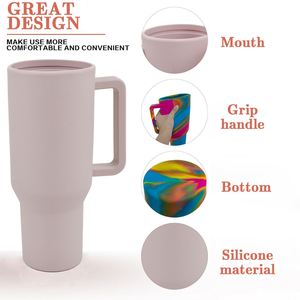 Modern 40 oz Tumbler with Handle,<b>Reusable</b> Water Bottle Travel Silicone <b>Mug</b> Cup Holder Friendly,Gifts for Women Men - Product Image 4