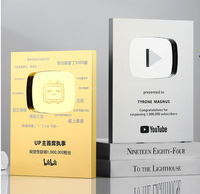 Plaque en aluminium 2025 TikTok avec impression UV pour certificats d'entreprise, médaille, bouton de lecture YouTube, plaque de récompense, médaille