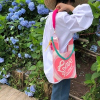 Sac de Shopping en laine tricoté à l'épaule, fourre-tout en coton fait à la main pour filles