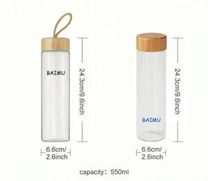 Bouteille d'eau en verre borosilicate sans BPA de qualité alimentaire, 20 oz et 27 oz, durable, idéale pour l'école, le bureau, la salle de sport, les voyages et l'usage quotidien - Product Image 6