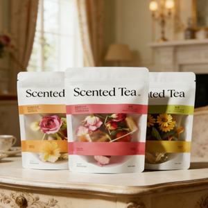 ถุงฟอยล์อะลูมิเนียมแบบตั้งได้ พิมพ์ลายโลโก้ตามสั่ง สำหรับชา อาหาร สัตว์เลี้ยง บรรจุภัณฑ์อาหารแบบใช้ซ้ำได้ ปิดผนึกได้ ถุงชาดอกไม้ - Product Image 3