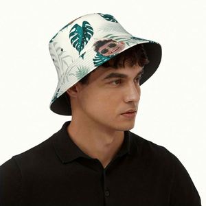Custom Photo Bucket Hat Tropical <b>Leaf</b> Design Fun Summer Travel Fishing Cap for Men Women for Daily Use Personalized Cartoon - Product Image 5