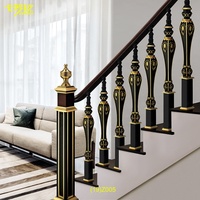 Colonne de main courante d'escalier en aluminium et laiton au design moderne, pour escaliers intérieurs et extérieurs, balcon, terrasse, villa, poteau de garde-corps en bois antique