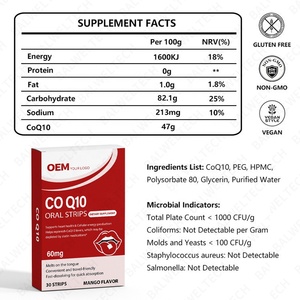 Tiras Orales de Coenzima Q10 de Marca Privada OEM, Ubiquinol Antioxidante, Apoyo Inmunológico y Cardíaco, Película Delgada de Disolución Rápida - Product Image 2