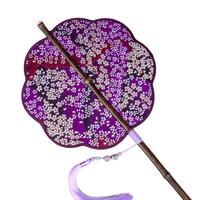 Fatingna ventilateur de taille ronde de style ancien avec longue poignée classique Hanfu Qipao ventilateur de danse Cool en été matériau de bambou enroulable