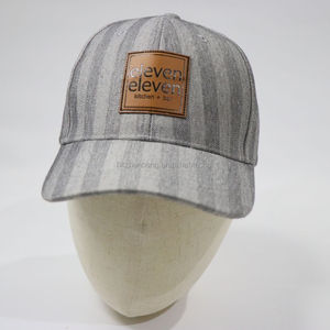 Gorra de Béisbol Deportiva con Letras y Parche de Cuero PU con Tela a Rayas y Logotipo Personalizado ZZB, Gorra Estructurada con Cierre a Presión para Deportes y Viajes, Unisex - Product Image 1