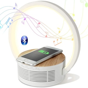Modern Design Fast Wireless Charger Smart Cordless Table Lamp <b>with</b> Blue Tooth <b>Speaker</b> Shade Touch Control DC Power Supply Blue - Product Image 1