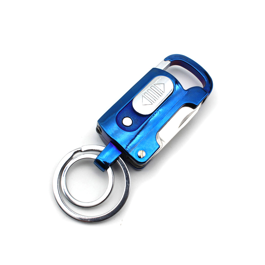 Multifunction Wine Corkscrew Knife Bottle Opener Electronic USB Lighter Keychain