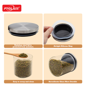 Barattolo <span class=keywords><strong>in</strong></span> <span class=keywords><strong>Vetro</strong></span> Grande Pyglass per Conservazione Alimenti con Coperchio <span class=keywords><strong>in</strong></span> Acciaio Inox, Ermetico e Antigoccia, per Uso Domestico - Product Image 3