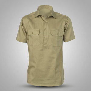 Shemax เสื้อทำงานแขนสั้นผู้ชาย,เสื้อปิดด้านหน้าทำจากผ้าฝ้าย - Product Image 2