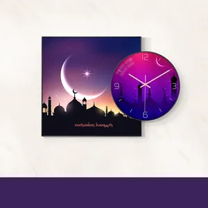 Современные исламские декоративные кристаллические фарфоровые цветные настенные часы Креативный ресторанный свет роскошные высококачественные атмосферные часы