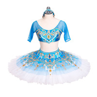 Jupe tutu de ballet classique et arabe pour filles, jupe de ventre pour femmes à changement progressif de couleur bleu, pour danse professionnelle