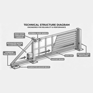Outdoor Entrance Driveway Security Metal Industrial Main Door Automatic Heavy Duty Cantilever Sliding <strong>Gate</strong> - Product Image 3