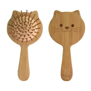 Cat Cute Hair brush Soft Easy Carry Hair Massage Tools Air cushion comb with Wooden Handle