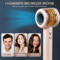 Sèche-cheveux à 200 millions d'ions négatifs, 22 m/s, affichage numérique LED, sèche-cheveux haute vitesse avec diffuseur, sèche-cheveux électrique