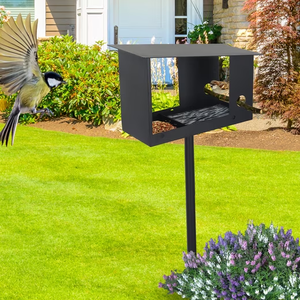 Mangeoire à oiseaux sauvages JH-Mech Garden, à toit incliné, hauteur 79 pouces, en métal, pour extérieur - Product Image 1